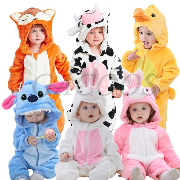 

baby cartoon romper newborn hooded infant clothing boys girls pajamas animal onesie jumpsuit panda costumes flannel baby rompers c1018, Blue