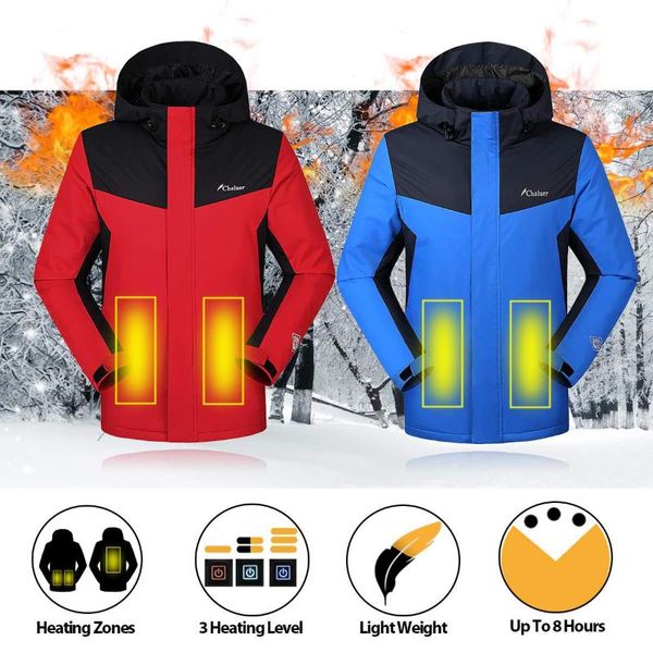 

outdoor t-shirts heated jackets mens women vest coat usb electric battery long sleeves heating hooded warm winter thermalclothing, Gray;blue