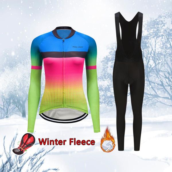 

racing sets women 2021 winter thermale fleece cycling jersey set warm suit female bicycle clothing mtb road bike clothes dress uniform kit, Black;blue