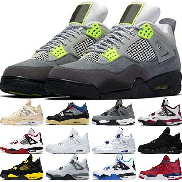 

jumpman 4 4s fire red basketball shoes black cat sail cool grey og bred white cement mens trainers sports sneakers runners size 40-47, White;red