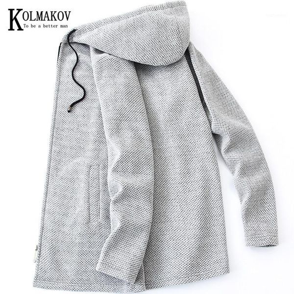 

kolmakov men's autumn winter sweater add a fleece and thicken coat plover windbreaker medium length hooded jacket male1, White;black