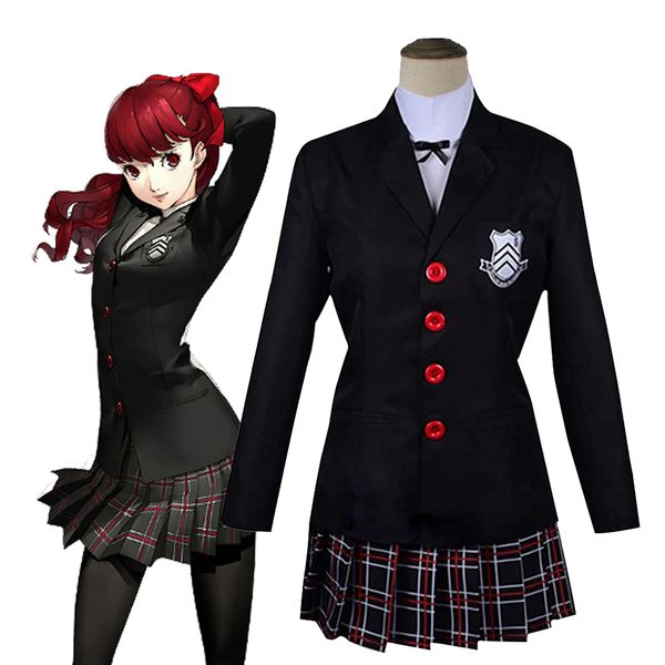 

theme costume game persona 5 the royal yoshizawa kasuka cosplay costume women girls halloween p5 cosplay full set skirt school uniform suit, Black;red