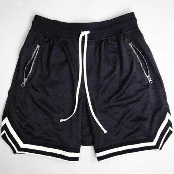 

summer men's solid color outdoor jogging sports fitness loose shorts polyester quick-drying basketball training five-point pants1, White;black