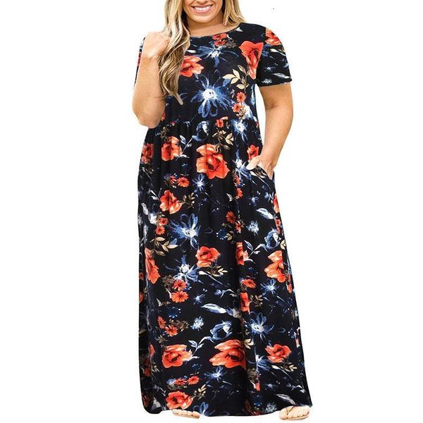 

big size 9xl 2020 fat mm woman print dress elegant short sleeve long dresses plus size women clothing 9xl party dress vestidos, Black;gray