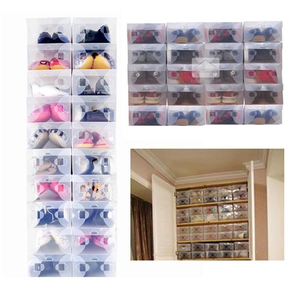 

20pcs children/women/men clear plastic storage case household shoe organizer boxes stackable tidy box 20p sqcppc