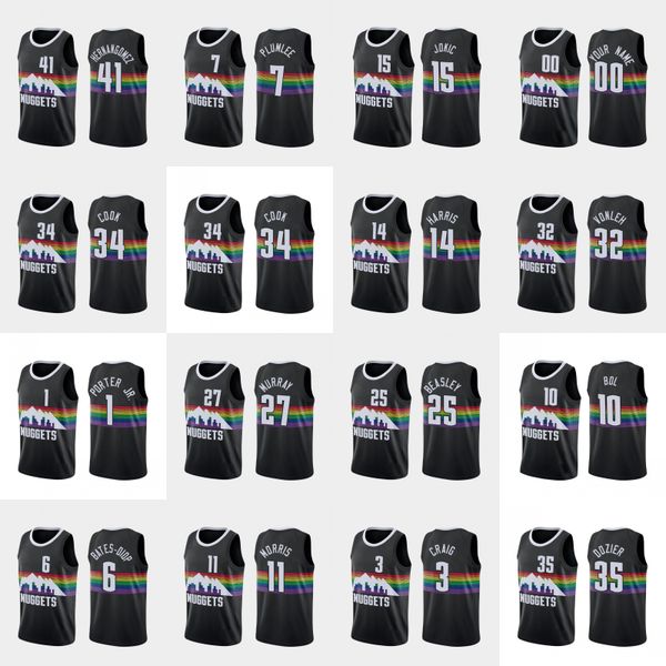 

men denver nuggets nikola jokic jamal murray bol bol michael porter jr. keita bates-diop black custom jersey