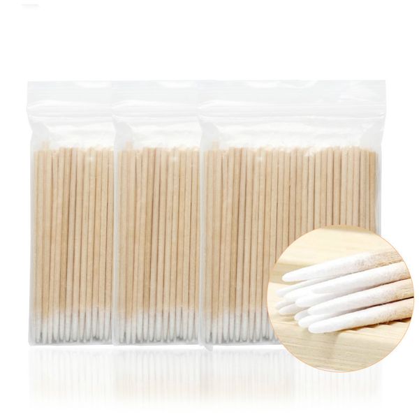 

300pcs одноразовые крохотные ватным тампоном lint free micro кисти дерево ватные палочки тампоны наращивание ресниц клей удаление инструмент