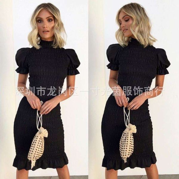 

pleated slim fashion print drs 2020, Black;gray