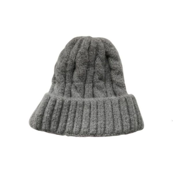 

thick knit twisted pure color woolen hat r9n6, Blue;gray