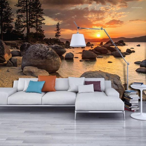 

wallpapers drop 3d mural custom wallpaper hd dusk beach view wall papers home decor decals backdrop murals1
