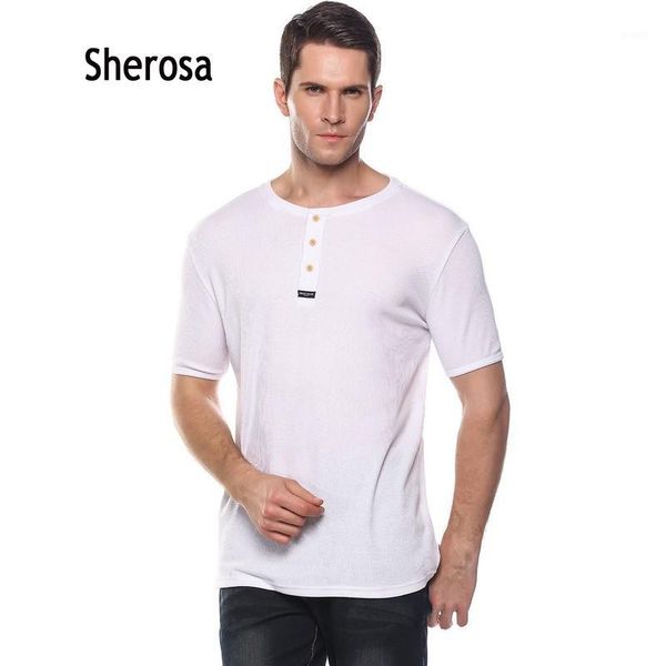 T-shirt da uomo Arrivo 2021 T-shirt da uomo Moda Casual Slim a costine Henley Magliette Manica corta Solid Summer Tops Camisetas1