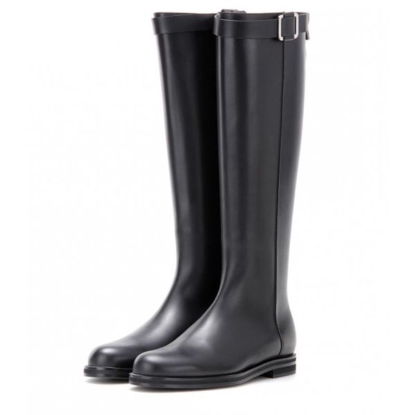 

boots knee high female soft leather warm fur ladies shoes fashion black buckle long winter comfortable wo