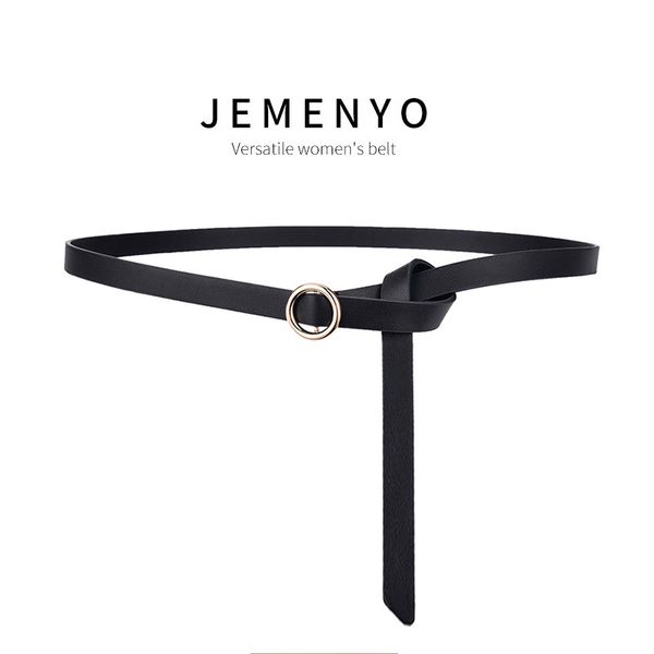 

simple and versatile women's thin leather fashion ins style decorative belt with skirt coat waist chain, Black;brown