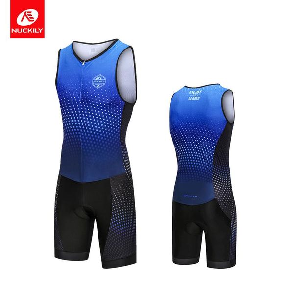 

nuckily summer sleeveless triathlon suit dots blue bicycle set bike uniform pro team maillot breathable sport wear mq006, Black;blue
