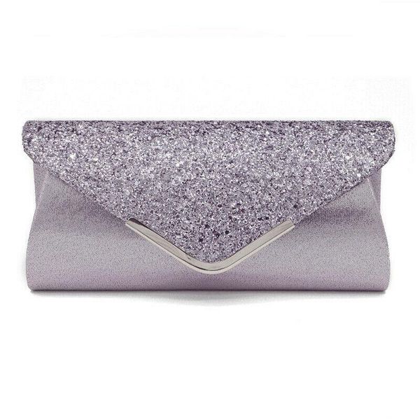 

us stock women glitter shimmer clutch bag ladies wedding party chain purse evening bag