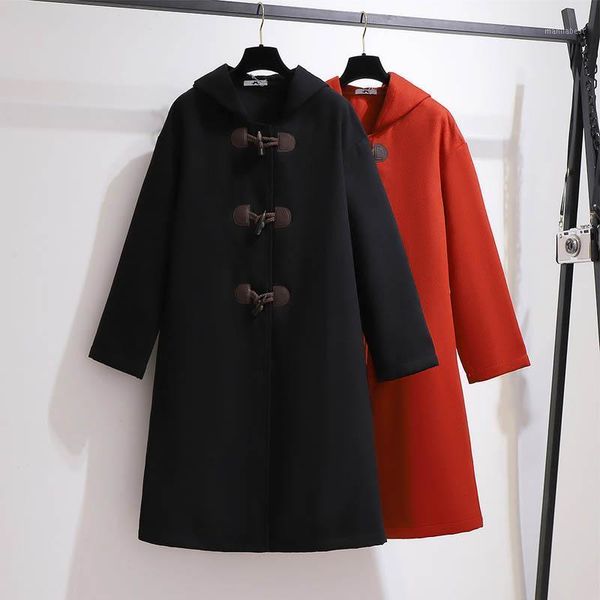 

autumn winter long woolen jacket women plus size bust 156cm 6xl 7xl 8xl 9xl 10xl loose double-sided woolen coat women 2 colors1, Black