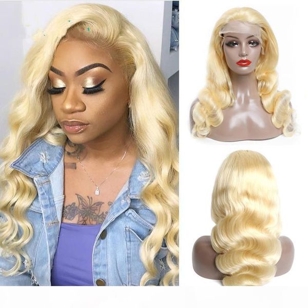 

4x4 closure wig 13x4 13x6 613 honey blonde brazilian wig remy hair body wave wig glueless lace front human hair wigs for women, Black;brown