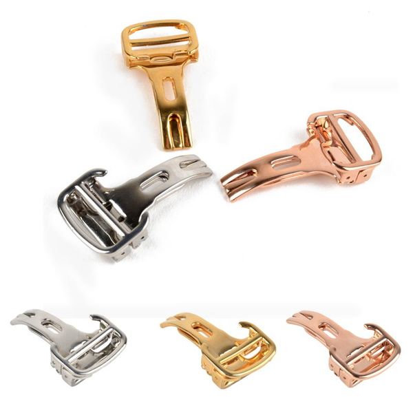 

clasp strap deployment watch fashion bands buckle watchband accessories fold shellhard for butterfly steel stainless tsetcoe lihuibusiness, Black;brown