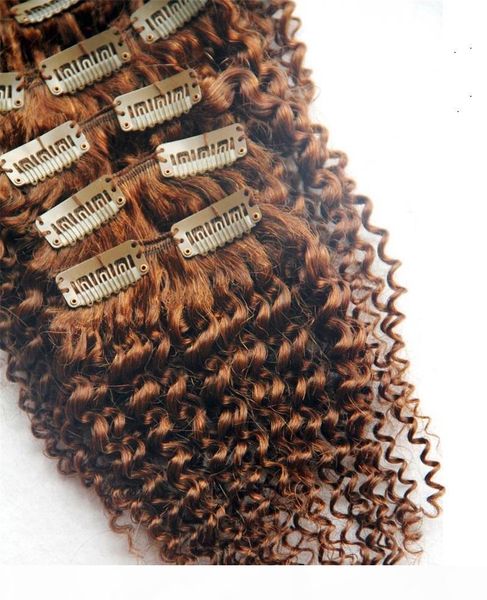 

clip in human hair extensions remy brazilian kinky curly clip ins 8pcs set 100g need 1-3 sets human hair bundl10-36 inchs, Black;brown