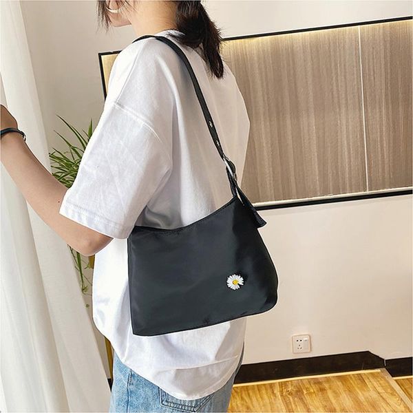 

daisy baguette shape women's shoulder bag solid color fashion armpit bag hasp female handbag adjustable strap subaxillary bags