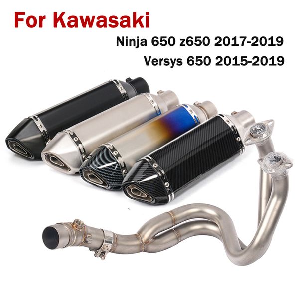 

slip on versys 650 2020-2020 exhaust system front link pipe connect 51mm muffler db killer for ninja 650 z650 2020-2020