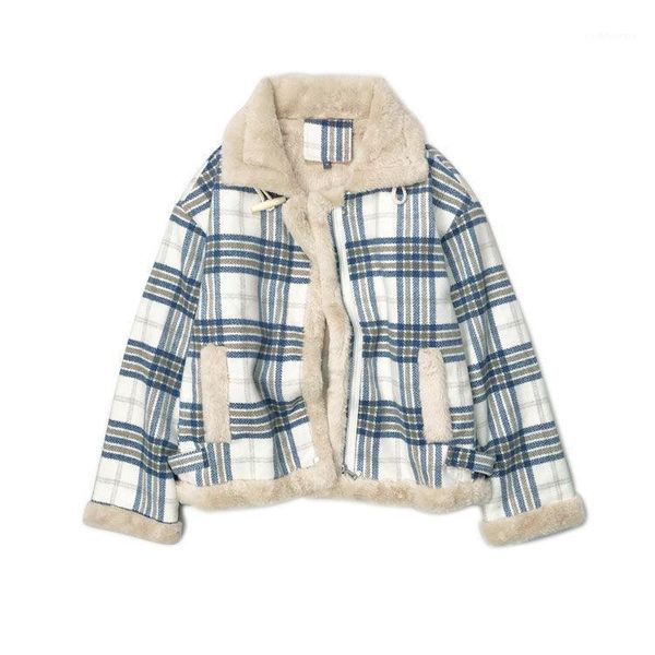 

2020 plus size women's clothing is thin, thick and comfortable woolen plaid cotton jacket short coat women1, Black;white
