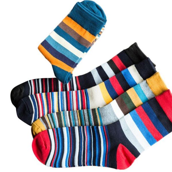 

men's socks colorful autumn fashion color striped so socks in tube casual cotton 124, Black