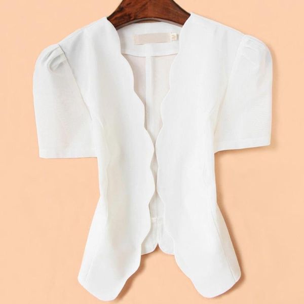 

women's suits & blazers plus size 5xl2021 summer office lady cardigan blazer women short sleeve shawl wild mesh small suit, White;black