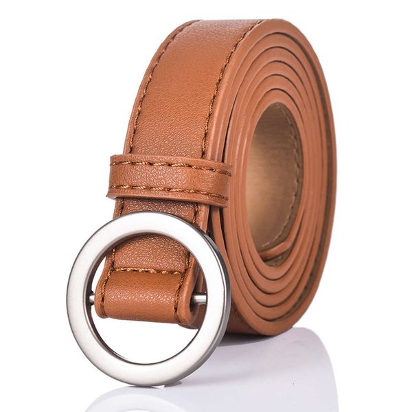 

new eyeless round buckle student belt women's korean fashion decoration simple versatile korean thin belt, Black;brown