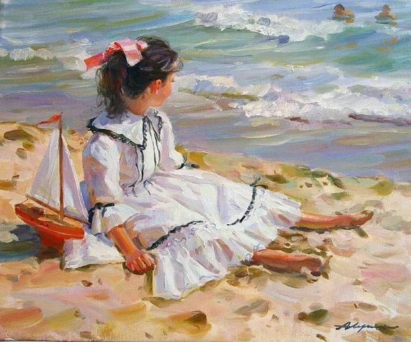 

girl sandy beach framed & unframed- home decor handpainted & hd print oil painting on canvas wall art canvas pictures -r2017031