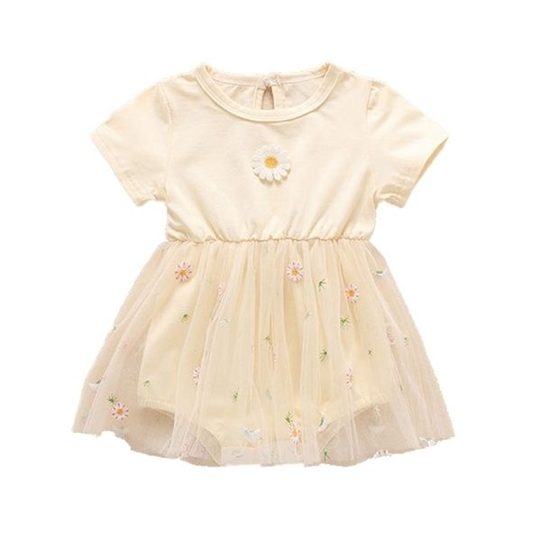 

2020 лето девочки цветок ромпер мода малой хризантема вышивка обогнула комбинезон корейского новорожденного комбинезона детской одежда c1021, Blue