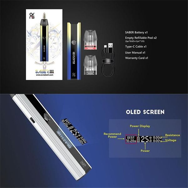 

shipping 2.5ml saber colors saber 3 kit 700mah 4 empty cigarette battery ovns e capacity kit vape original pod iii bulk sale dhl pen fr pder
