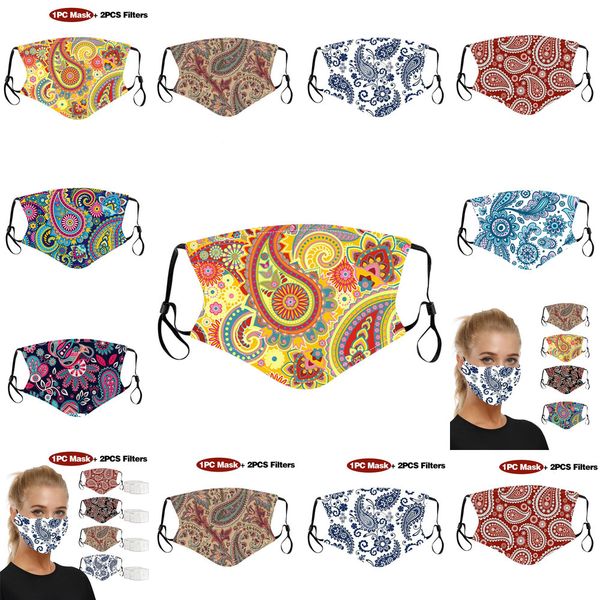 

fashion printed cotton design mask dust respirator washable reusable inserted with 2pcs filters face masks 6 nhwtt