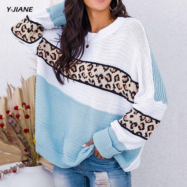 

woman sweaters pullover women long-sleeved solid color leopard print pullover winter sweater winter clothes women pull femme #g31, White;black