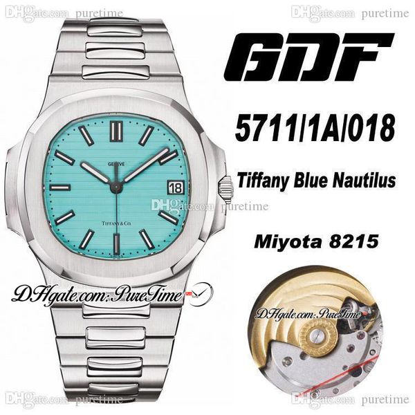 GDF 5711 / 1A / 018 MIYOTA 8215 Automatische Herrenuhr 170 Jubiläum Limited Edition Tiffan9 blau strukturiertes Zifferblatt Edelstahl Armband Super Damen Uhren PureTime