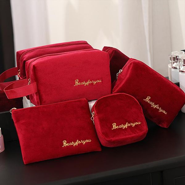 

etya fashion women cosmetic bag travel sanitary napkin makeup toiletries wash organizer storage bag velvet neceser make up pouch