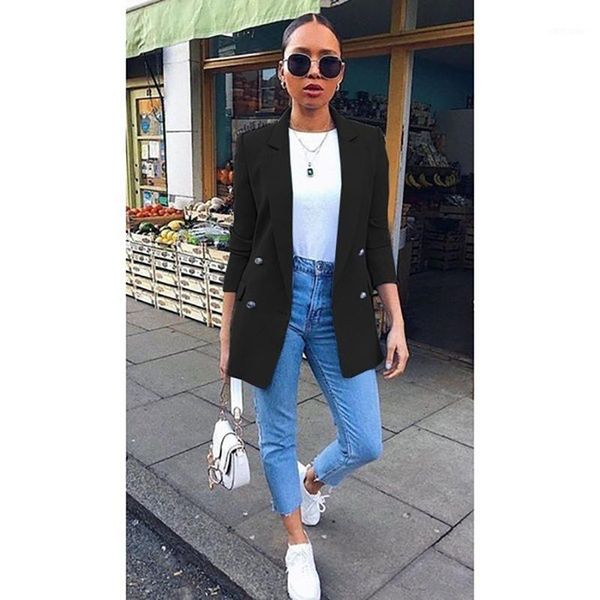 

autumn fashion office lady solid color new chic short jacket long sleeve suit jacket plus size1, Black;brown