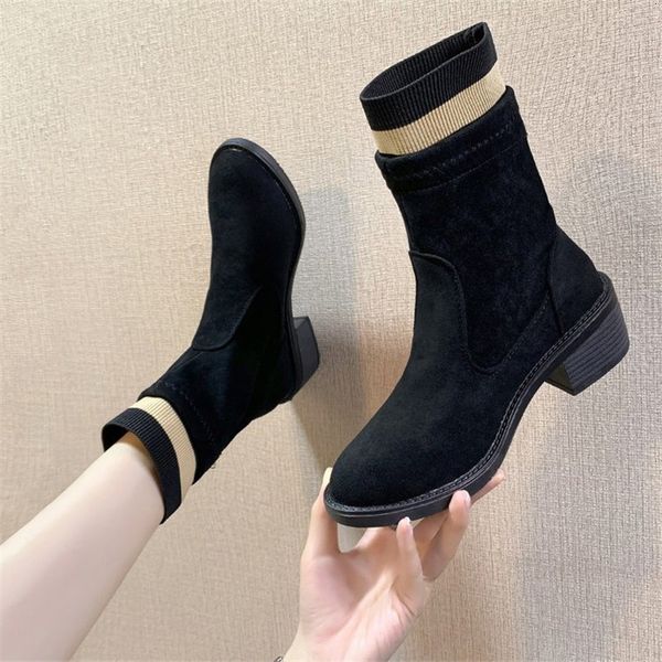 

2021 new leather women fall warm women's anti-slip set foot mujer boots w4qe, Black