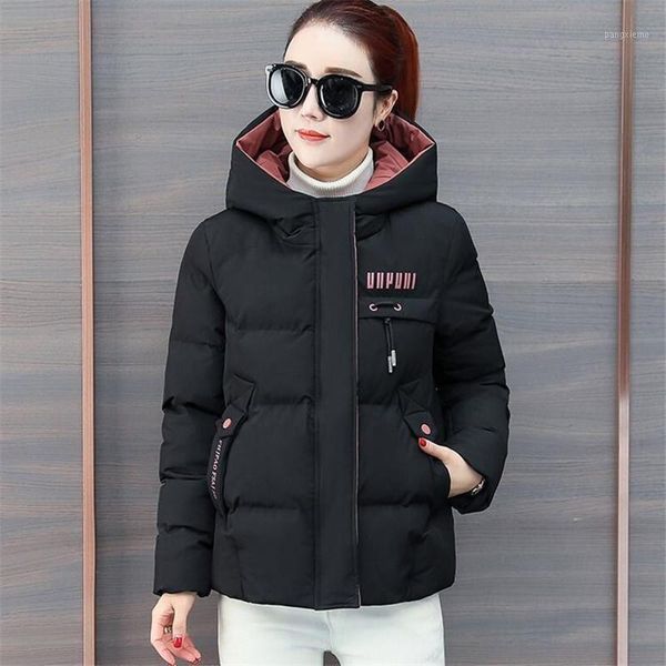 

thick parka womens hooded short winter coats for women long sleeve zipper overcoat padded casual warm jackets fashion ds5010231, Black