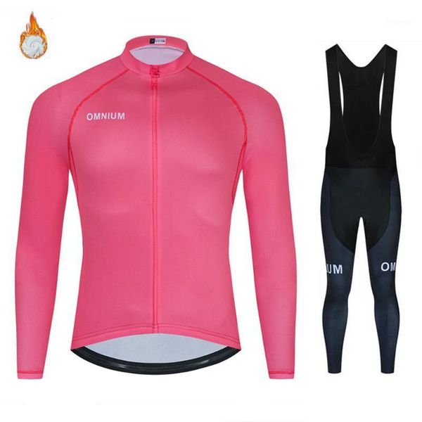 

omnium 2020 winter thermal fleece men pro cycling jerseys set long sleeve bicycle clothes 20d gel pad bike cycling clothing1, Black;blue