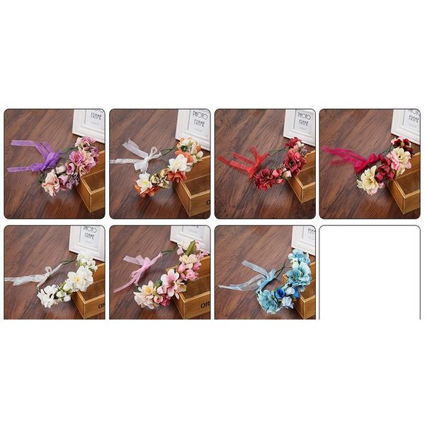 

haimeikang handmade artificial flower women girl princess crown headband wedding bridal fabric floral veil hair wreath jllukn