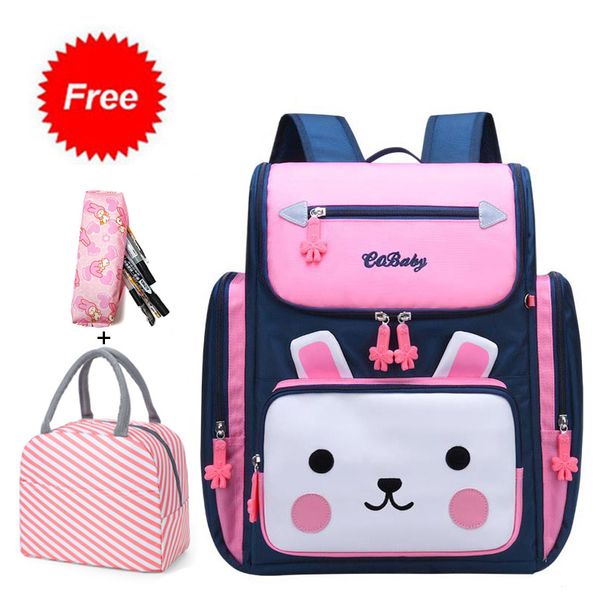

new cute rabbit waterproof princess girls backpack kids school bookbag for primary students school backpack set girls book bag y0125