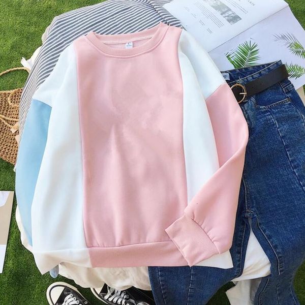 

print women patchwork long sweatshirt sleeve o-neck letter cx200821, Black