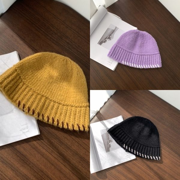 

rogo new hat fashion hats designers mens fashion bonnet winter beanie knitted wool france plus velvet cap skullies thicker mask fringe beani