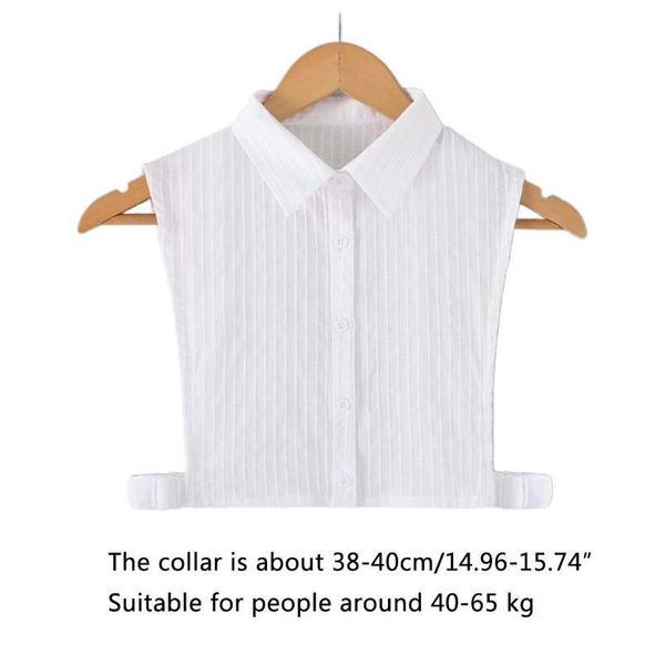 

womens white fake collar vertical stripes detachable lapel ruffles half-shirt y5gc wome qylgnb, Blue;red