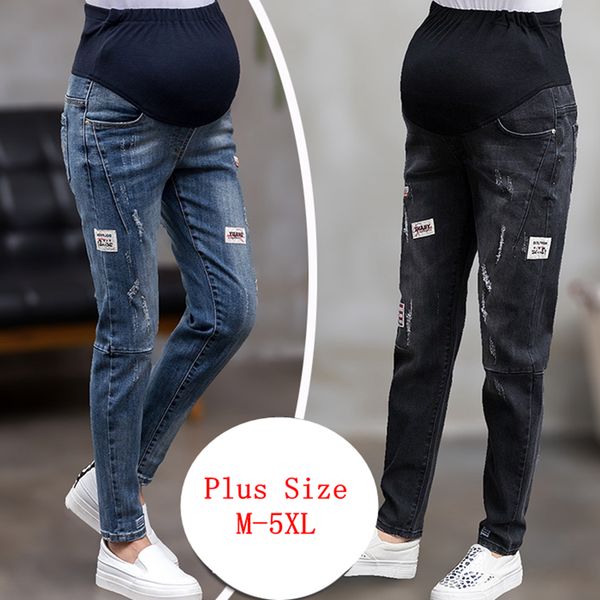 

gb-kcool maternity jeans for pregnant woman pregnancy pants elastic waist pregnancy clothes plus size black jeans pregnant c1002, White