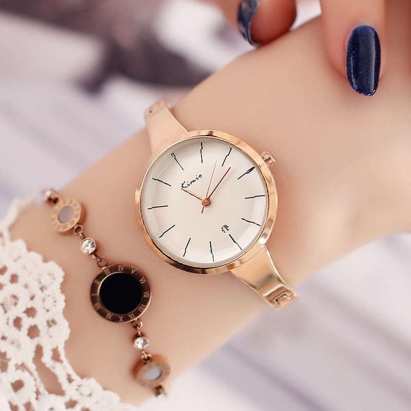 

jinmio bracelet female student tide waterproof versatile ribbon temperament small watch, Slivery;brown