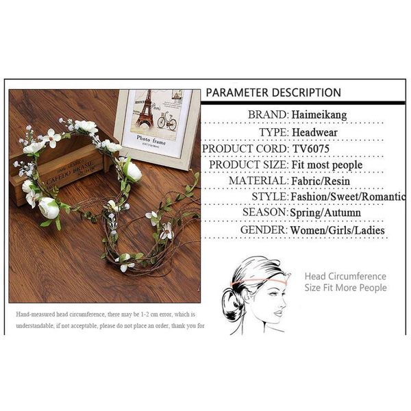 

haimeikang bohemian wreath hair band flower crown women rattan simulation flower headband wrist headwear hair acc qylqce