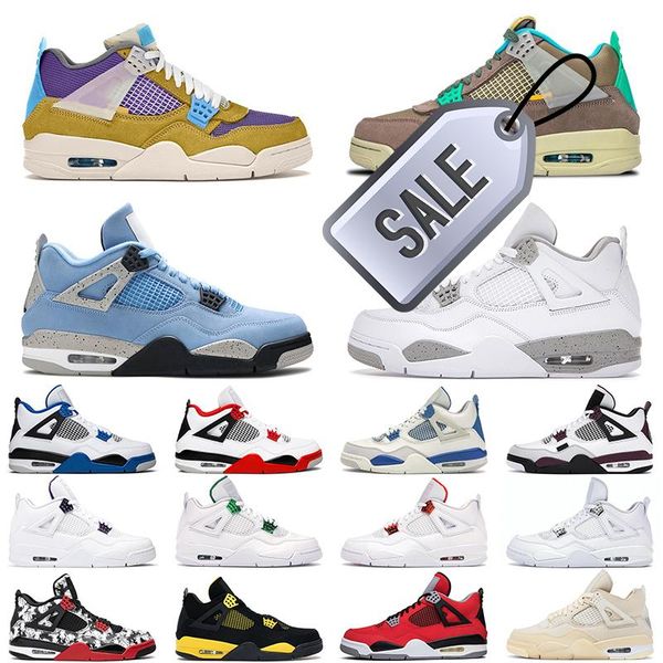 

jumpman 4 white oreo men women basketball shoes 4s desert moss taupe haze black cat fire red university blue mens trainer e