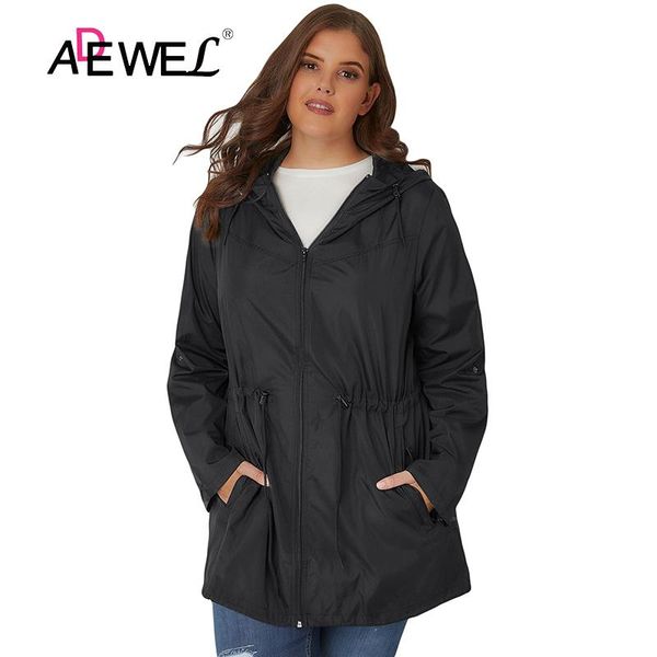 

adewel 2020 black purple pocket parka women plus size coat czarna kurtka loose long sleeve zip pocket chaquetas mujer coats 5xl, Black;brown